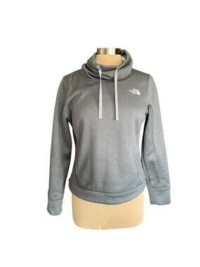The North Face Mattae Sweatshirt Gray Womens M Funnel Neck Sherpa Lined Athletic